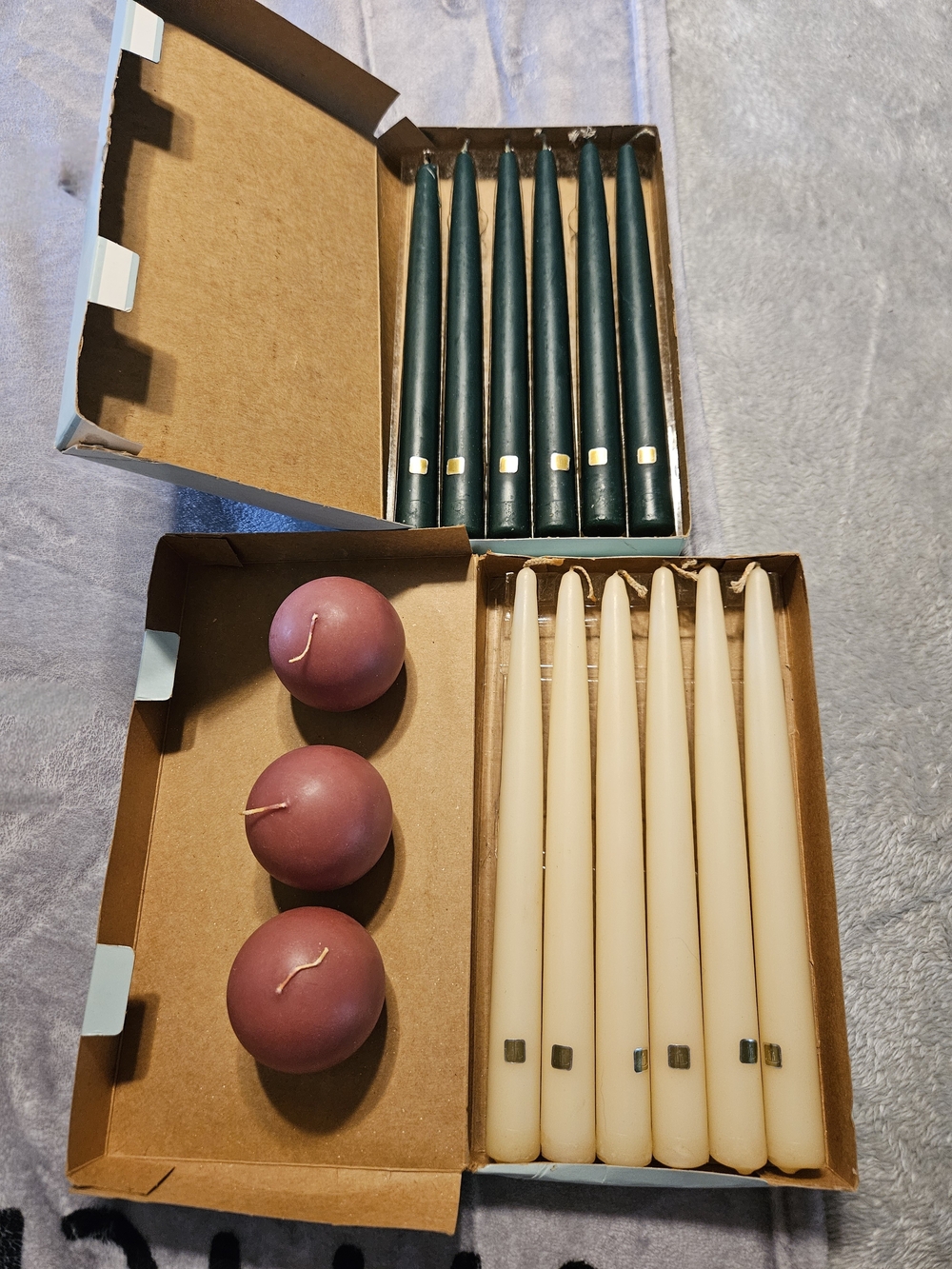 PartyLite Dark Green & Ivory Tapers, Rose Sphere Candles & Oxford Taper Holders